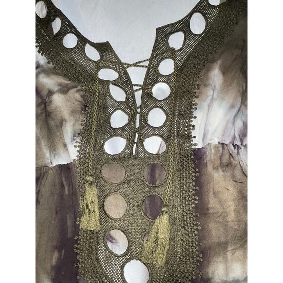 Venus Hi-Low Tie-Dye & Lace Dress - Women's Size‎ M -  Tiered, Flowy Boho Style - Picture 4 of 10